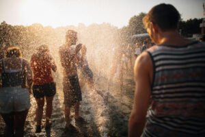 People playing in water Songkran 2026 Bangkok