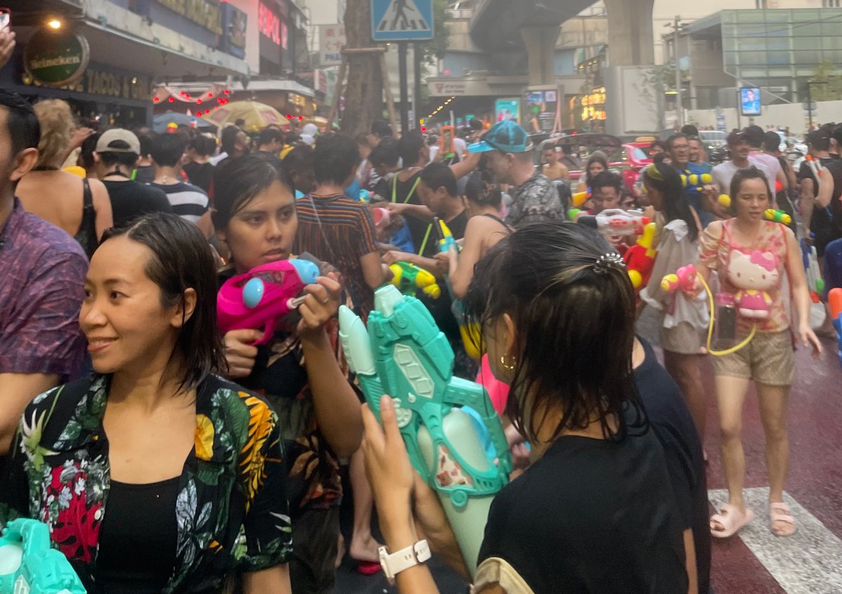 People with water guns during Songkran Water Festival