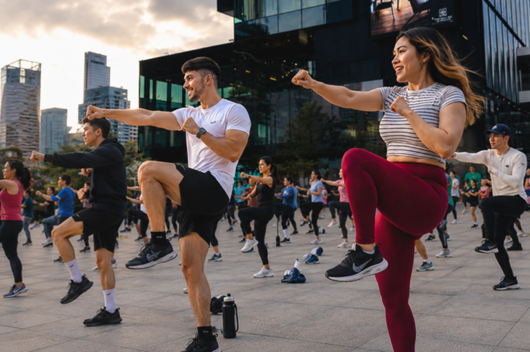 GROUP OF PEOPLE DOING AEROBICS 768x511