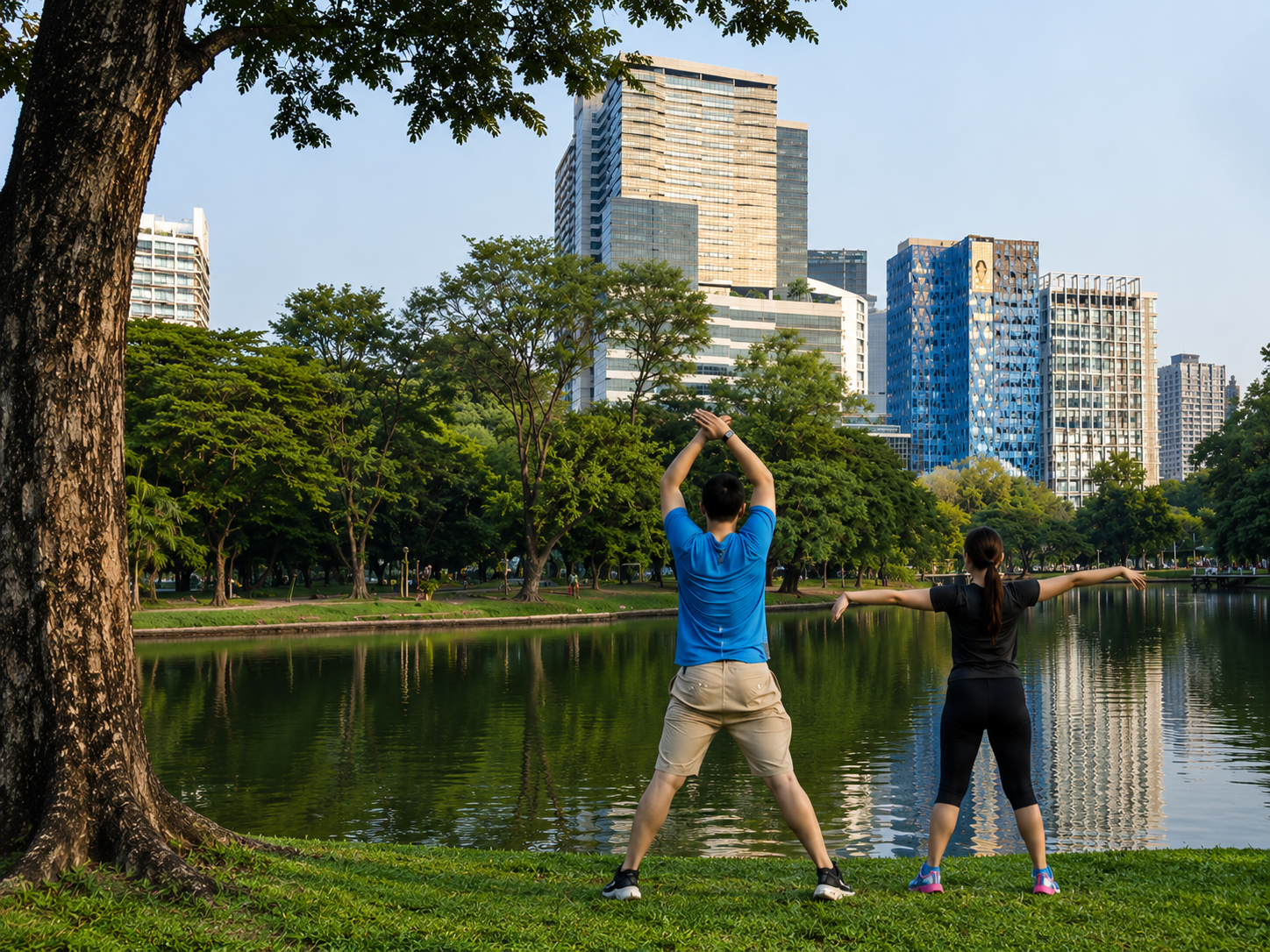 Free aerobics class at Lumphini Park Bangkok